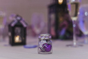 Mini purple thank you party favors bottles