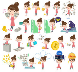 Ballet Bun hair Apron mom_money／同じシリーズはtoyotoyoポートフォリオ内から「親しみ　デフォルメ」と検索してください