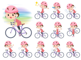 Ballet Bun hair Apron mom_road bike／同じシリーズはtoyotoyoポートフォリオ内から「親しみ　デフォルメ」と検索してください