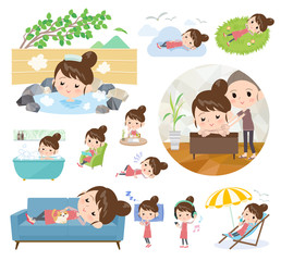 Ballet Bun hair Apron mom_relax／同じシリーズはtoyotoyoポートフォリオ内から「親しみ　デフォルメ」と検索してください