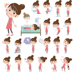 Ballet Bun hair Apron mom_sickness／同じシリーズはtoyotoyoポートフォリオ内から「親しみ　デフォルメ」と検索してください