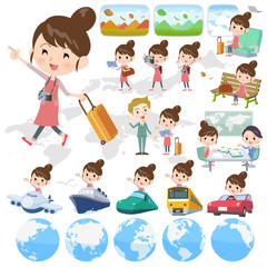 Ballet Bun hair Apron mom_travel／同じシリーズはtoyotoyoポートフォリオ内から「親しみ　デフォルメ」と検索してください