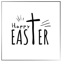 Lettering, text Happy Easter with cross