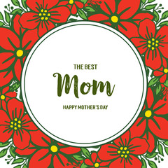 Vector illustration red flower frames blooms for card invitation mom