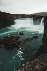 Picturesque and famous Godafoss waterfall, Iceland. Nordic nature