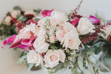 Pink roses and Calla Lily bridal bouquet