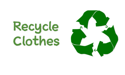recycle clothes symbol made with Recycle Clothes text, sustainable fashion concept