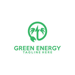 green energy logo, palm & energy logo