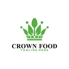 crown food logo, King Food logo. restaurant, king, crown, food, leaf, kitchen, green, cooking, logo, spoon, symbol, business, company, concept, cook, eco, fresh, graphic, health, healthy