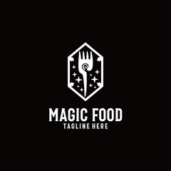 magic food with fork logo template