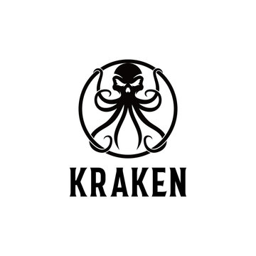 Kraken logo, monster, kraken, head, skull, tentacle, skeleton, octopus, logo, angry, animal, marine, ocean, sea, sport, squid