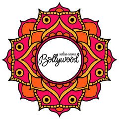 Bollywood traditional indian cinema lettering vector illustration.