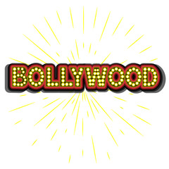 Bollywood traditional indian cinema lettering vector illustration.