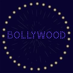 Bollywood traditional indian cinema lettering vector illustration.