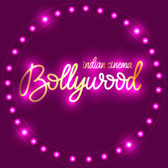 Bollywood traditional indian cinema lettering vector illustration.