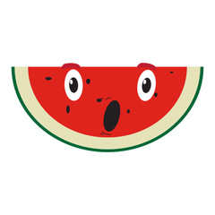 Surprised cut watermelon cartoon image. Vector illustration design