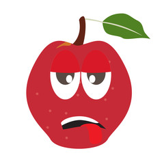 Tired apple cartoon image. Vector illustration design