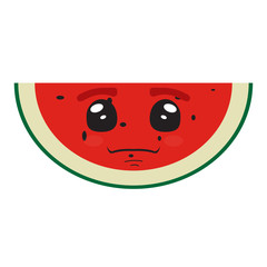 Cute cut watermelon cartoon image. Vector illustration design