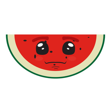 Cute cut watermelon cartoon image. Vector illustration design