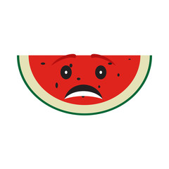 Sad cut watermelon cartoon. Vector illustration design