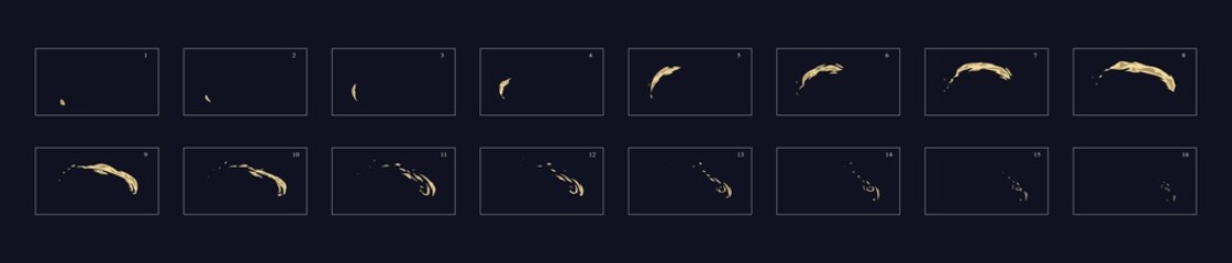 Dust  explosion special effect animation frames sprite sheet. Explosion frames for flash animation in games, video and cartoon