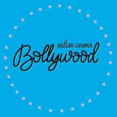 Bollywood traditional indian cinema lettering vector illustration.