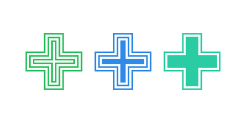 Fototapeta premium Icon set of Medical Cross, Healthcare service