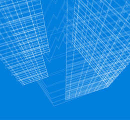 Abstract design. Modern architecture wireframe space