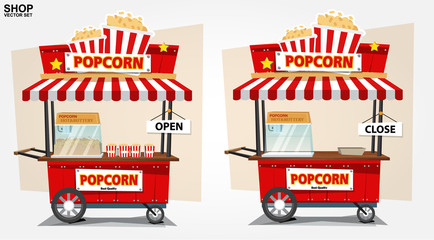 popcorn cart - vector illustration  - obrazy, fototapety, plakaty