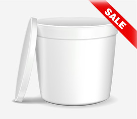 White Tub Paint Plastic Bucket Container. Plaster, Putty, Toner. Ready For Your Design. Product Packing Vector EPS10 - Vector