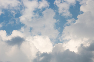 Bright blue sky with white clouds for background or wallpapers