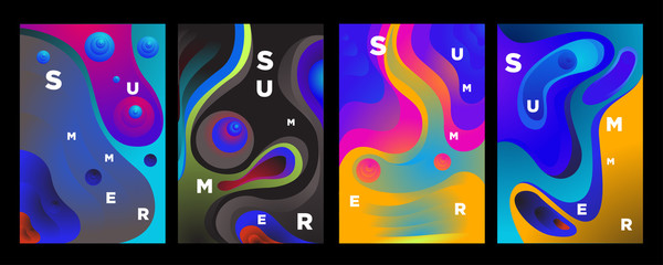 Vector abstract colorful gradient fluid and wave for summer background banner and poster 