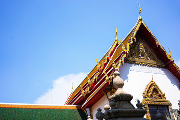 Thai temple or Wat Pho in Bangkok Thailand in sunny day in summer