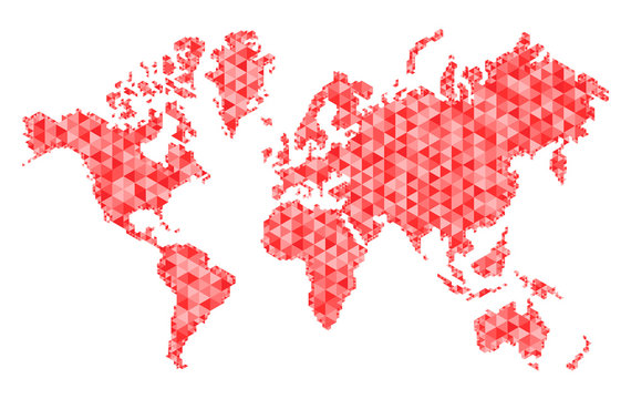 Map of world with trendy triangles design. Polygon Mesh of Earth Map. Vector Background.