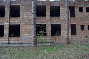 Totally marauded and vandalised sanatorium near the road to Chernobyl Area.  Kiev region. 