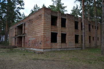 Totally marauded and vandalised sanatorium near the road to Chernobyl Area.  Kiev region. 