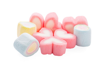 colorful marshmallows candy isolated on white background