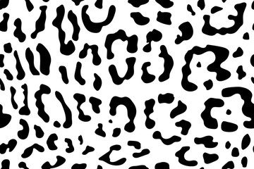 Leopard seamless pattern. White and black. Animal print. Vector background.