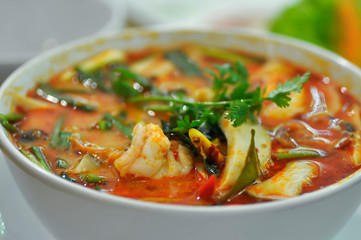 spicy soup or tom yum kung,spicy shrimp soup