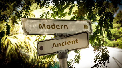 Street Sign Modern versus Ancient