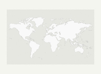 World map on gray circle dot pattern on white background. illustration vector eps10
