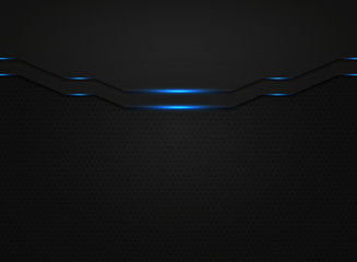 Abstract black modern technology template with blue light glitters. illustration vector eps10