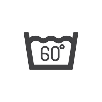 Water temperature 60 degree vector icon. filled flat sign for mobile concept and web design. Wash machine sign glyph icon. Laundry symbol, logo illustration. Pixel perfect vector graphics