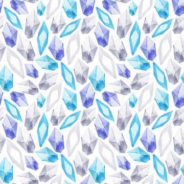 Gentle seamless pattern of crystals and minerals for decotation
