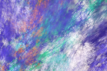 Abstract blue and orange fantastic clouds. Colorful fractal background. Digital art. 3d rendering.