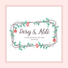 Floral frame wedding invitation card template