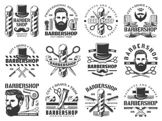 Man with beard, moustache and barbershop tools