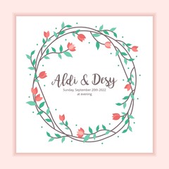 Floral frame wedding invitation card template