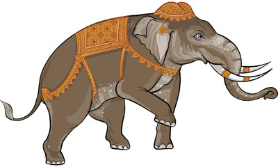 elephant in Thai traditional painting vector