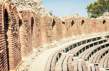 Obraz premium ruins of amphitheater in Taormina, Sicily, Italy.